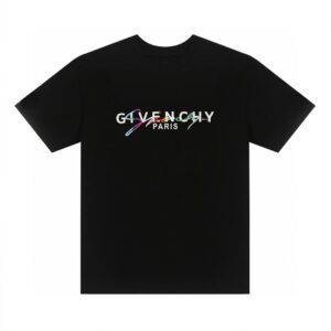 GIVENCHY纪梵希黑色短袖T恤 经典彩虹立体印花刺绣 6658