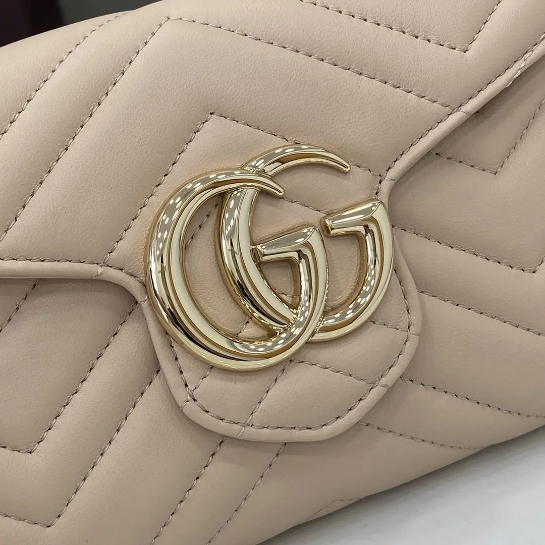 Gucci GG Marmont系列Woc鏈條錢包 杏色Matelassé絎縫牛皮 837745 - Image 6