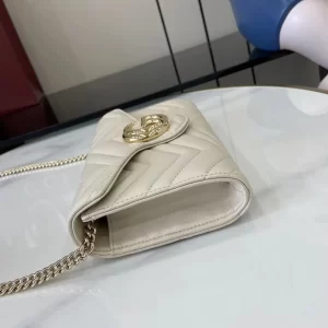 Gucci GG Marmont系列Woc鏈條錢包 米白色Matelassé絎縫牛皮 837745 - Image 2