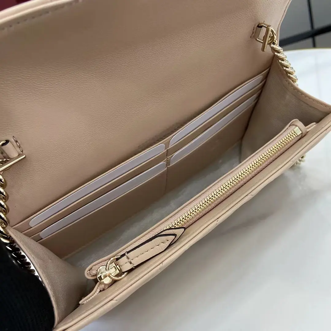 Gucci GG Marmont系列Woc鏈條錢包 杏色Matelassé絎縫牛皮 837745 - Image 10