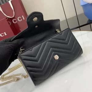 Gucci GG Marmont系列Woc鏈條錢包 黑金色Matelassé絎縫牛皮 837745 - Image 8