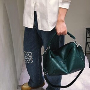 王一博同款 loewe puzzle 32 罗意威大号几何包 常青綠 鹿皮 052446 - Image 14
