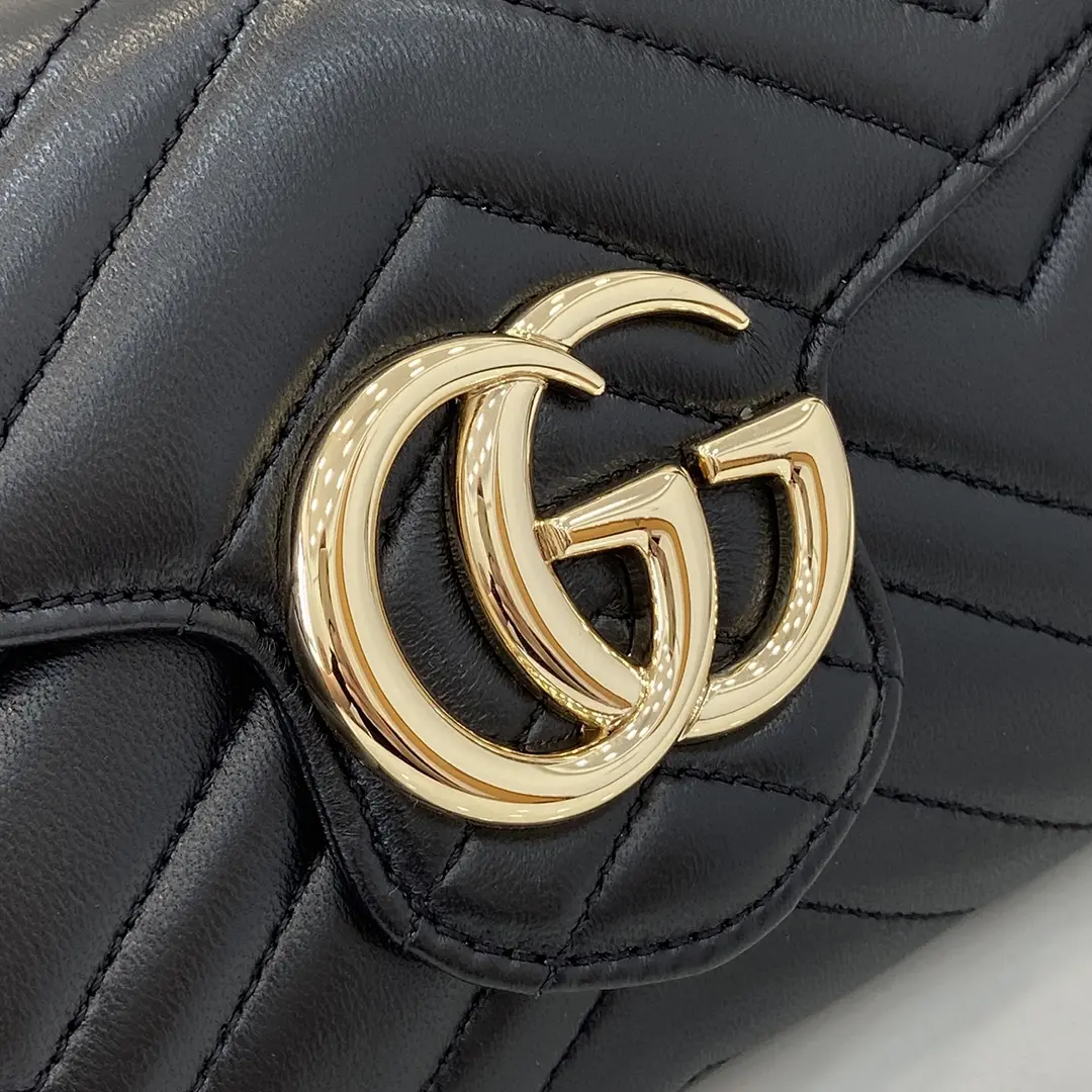 Gucci GG Marmont系列Woc鏈條錢包 黑金色Matelassé絎縫牛皮 837745 - Image 10
