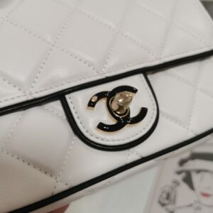 chanel cf mini 香奈兒口蓋包 熊貓色 小羊皮 銀扣 5151 - Image 7