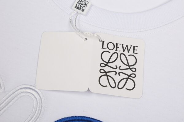 LOEWE罗意威白色T恤 蓝白刺绣徽标图案 簡約短袖夏裝 6657