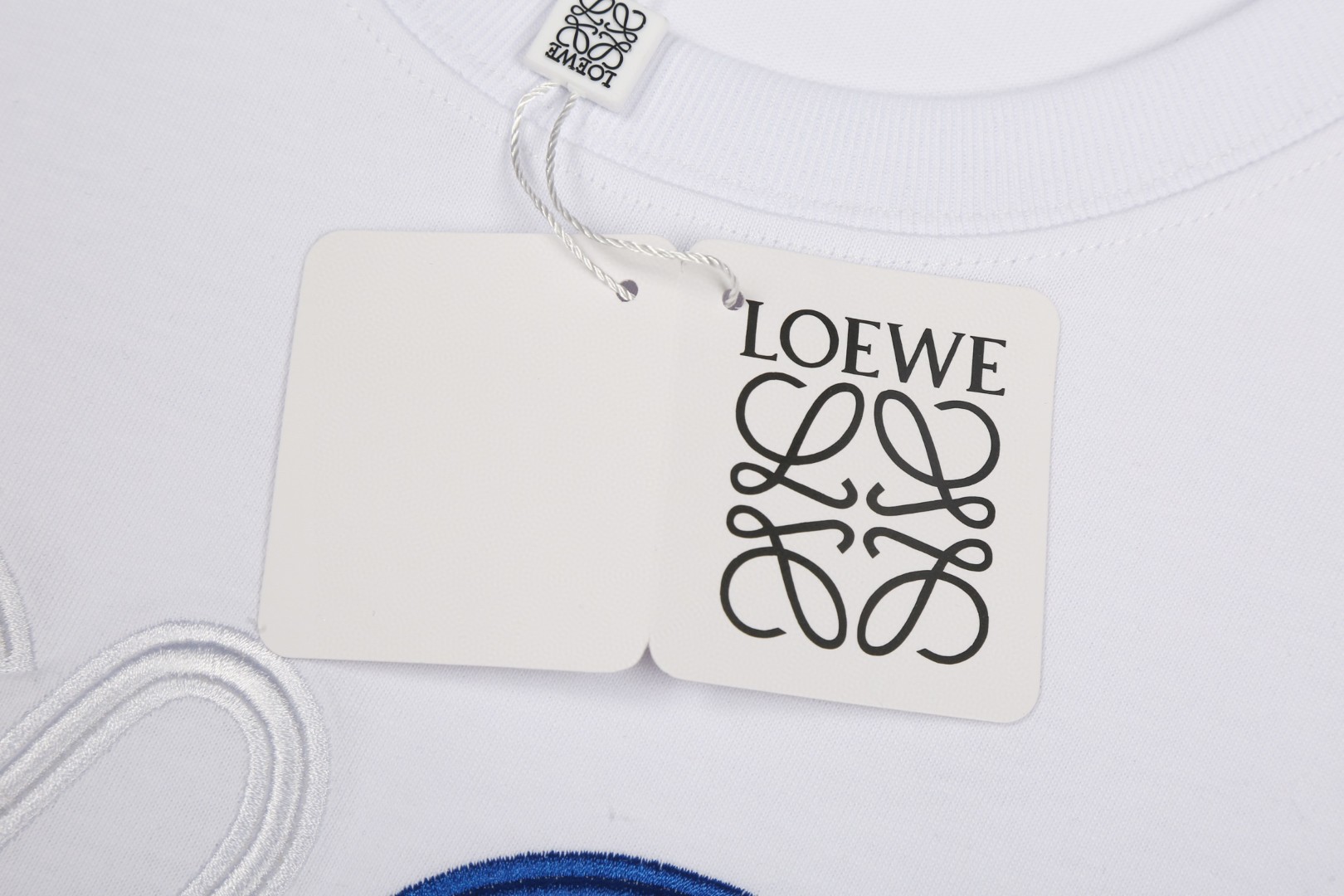 LOEWE罗意威白色T恤 蓝白刺绣徽标图案 簡約短袖夏裝 6657 - Image 12