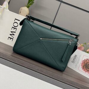 王一博同款 loewe puzzle 32 罗意威大号几何包 常青綠 鹿皮 052446 - Image 4