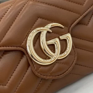 Gucci GG Marmont系列Woc鏈條錢包 美拉德棕色Matelassé絎縫牛皮 837745 - Image 9