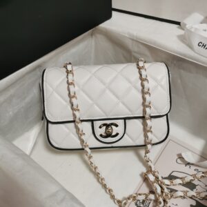 chanel cf mini 香奈兒口蓋包 熊貓色 小羊皮 銀扣 5151