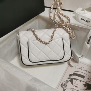 chanel cf mini 香奈兒口蓋包 熊貓色 小羊皮 銀扣 5151 - Image 9