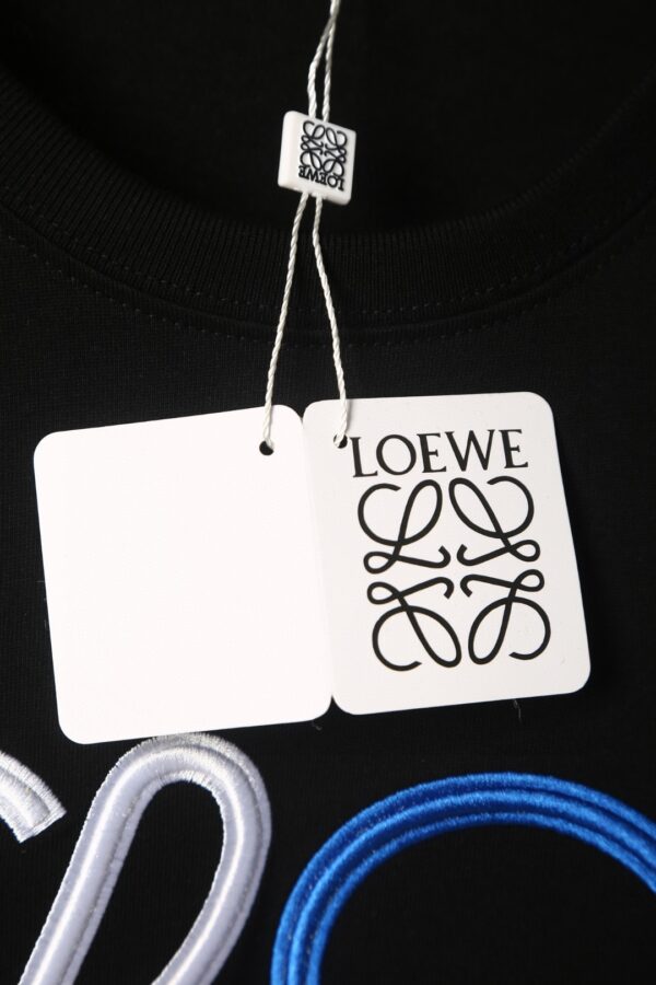 LOEWE罗意威黑色T恤 蓝白刺绣徽标图案 簡約短袖夏裝 6658