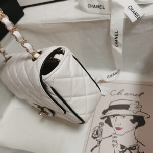 chanel cf mini 香奈兒口蓋包 熊貓色 小羊皮 銀扣 5151 - Image 2