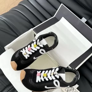 楊冪同款Loewe羅意威德訓運動鞋 臟臟鞋 白標 黑色絨面皮拼織布 糖果鞋帶 - Image 6