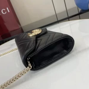 Gucci GG Marmont系列Woc鏈條錢包 黑金色Matelassé絎縫牛皮 837745 - Image 3