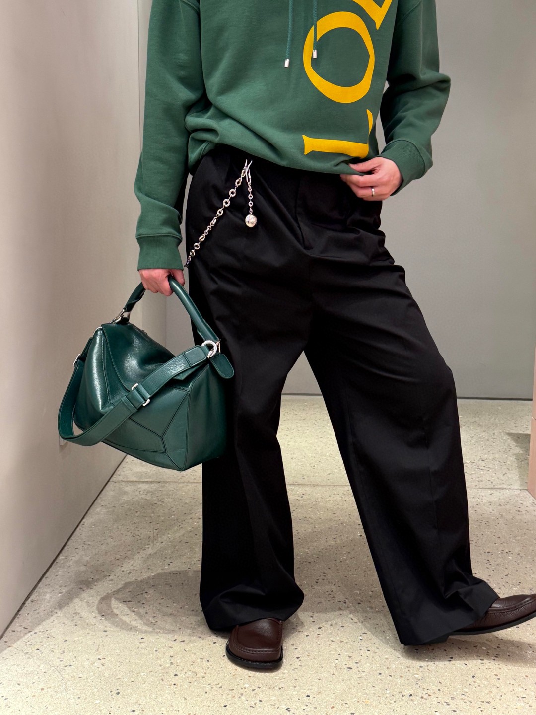 王一博同款 loewe puzzle 32 罗意威大号几何包 常青綠 鹿皮 052446 - Image 19
