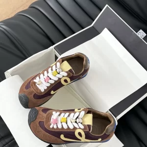 楊冪同款Loewe羅意威德訓運動鞋 臟臟鞋 啡色皮革拼織布 鞋帶糖果裝飾 - Image 6
